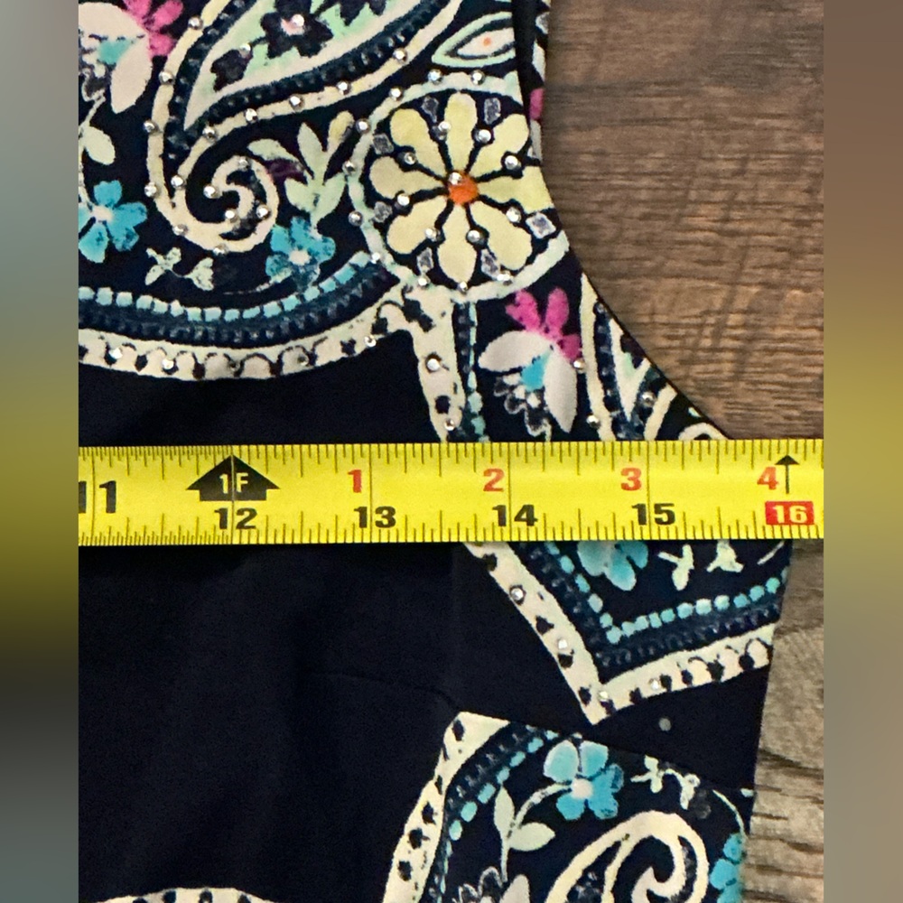 Sleeveless Navy Floral Medallion Sheath Dress Size Petite Small NWT - Picture 7 of 7